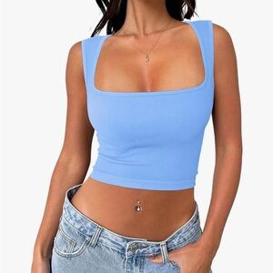 BABY BLUE CROP TOP SIZE SMALL